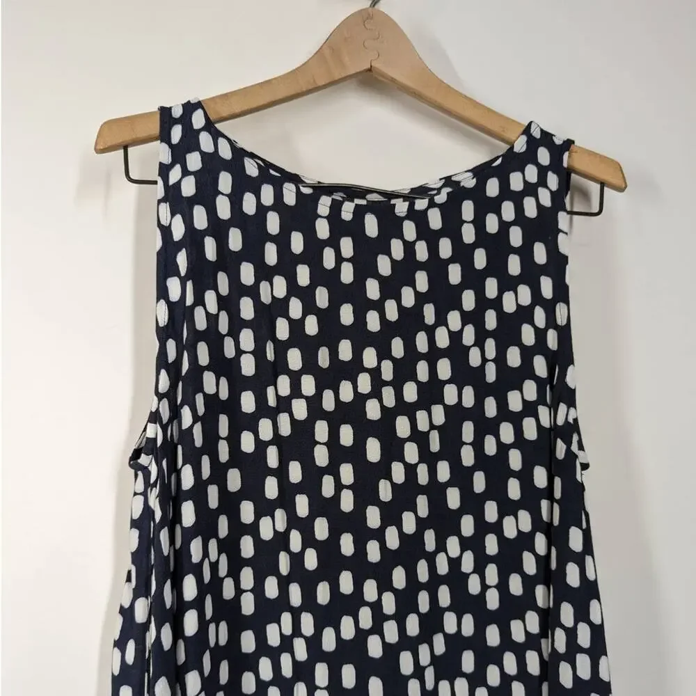 Mister Zimi Sleeveless High Low Shift Dress Navy Print Size 10 AU 6 US Preowned - Picture 6 of 7
